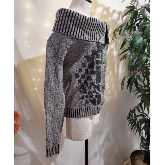 AX Armani Exchange Womens Wool Blend Button Cowl Aztec Cardigan Sweater Size XS - Picture 3 of 9